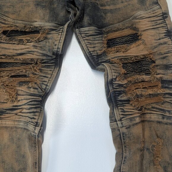 CJ Black Premium Size 34/32 Distressed Brown/Blue Skinny Flex - Picture 3 of 16